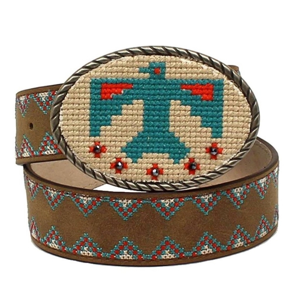 {Ariat} Girl's Embroidered Thunderbird Buckle Belt Brown